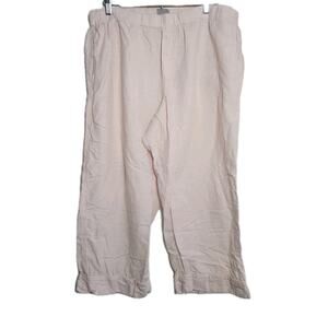 J. Crew Size XL Crop Pants Light Pink Linen Cotton Blend Pull On Beach